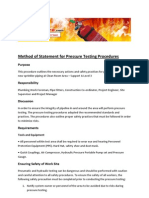 Method of Statement For Pressure Testing Procedures