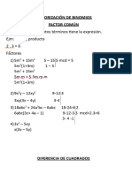 Factorización de Binomios Tarde