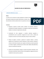 Funciones en Area de Emergencia: Título: Secretaria Institución: Ministerio de Salud