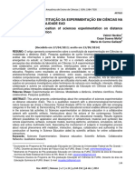 Constituição Da Experimentação em Ciências Na Modalidade Ead Composition of Sciences Experimentation On Distance Education