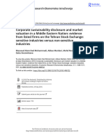 Corporate Sustainability Disclosure and Market Valuation in A Middle Eastern Nation Evidence From Listed Firms On The Tehran Stock Exchange Sensitive