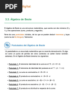 Álgebra de Boole Electrónica Digital