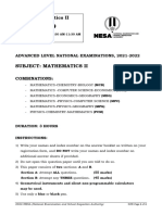 2022 Mathematics II MCB MCE MEG MPC MPG PCM