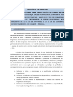 Relatório Do IV Congresso de Segurança Saúde Ocupacional e Ambiente Dos Países de Língua Portuguesa 15 e 16 de Outubro de 2019 em Luanda Angola.