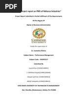 GROUP - 1 - A Project Report On PMS of Reliance Industries