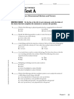 Test A: Two-Dimensional Motion and Vectors