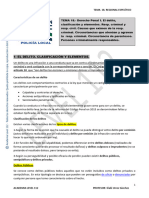 TEMA 18. Reg. Especif. Penal I. El Delito, Clasificación y Elementos. Resp. Criminal.