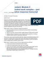 English Standard Module C Work Samples p1 Imaginative Transcript s6