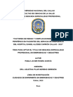 Parafraseo Tesis Factores de Riesgo y Complicaciones Del Cateter Periferico en Pacientes Del Servicio de Emergencia Del Hospital Daniel Alcides Carrion Callao - 2023