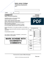 2022 JC2 H2 Chem Prelim P2 MS - Examiners Comments