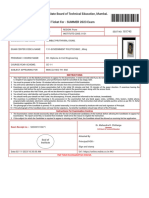 Maharashtra State Board of Technical Education, Mumbai. Hall Ticket For - SUMMER 2023 Exam