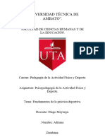 UNIVERSIDAD TÉCNICA DE AMBATO (Psicopedagogía - Fundamentos de La Práctica Deportiva)