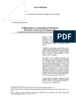 O Seminário e A Formação de Pastores. Reflexões Históricas e Teológicas (1) (11.09.2023)