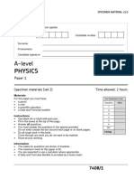 7408-1 Specimen Question Paper (Set 2) - Paper 1