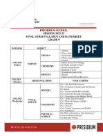 g9 Final Exam Datesheet