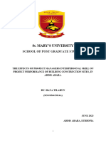 The Effects of Project Managers Interpersonal Skill On Project Performance of Building Construction Sites in Addis Ababa