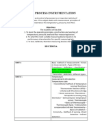 Process Instrumentation-Syllabus