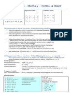 Formula Sheet For Linear Algebra