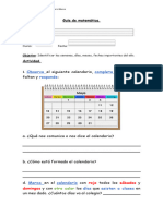 Guía Uso Del Calendario Días Semana Mes