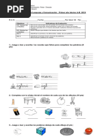 PRUEBA TRIMESTRAL LENGUAJE PRIMERO 2019 1° Trimestre