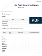 Carepatron - DR Rob Smith (Example) - WAIS IV (Wechsler Adult Scale of Intelligence) Record Form