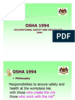 OSHA 1994: Occupational Safety and Health Act 1994