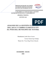 Analisis de La Gestion Integral Del Agua y Cambio Climatico en El Ptdi