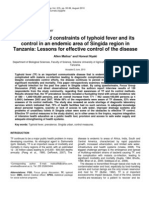 Research Paper On Prevalence of Typhoid Fever