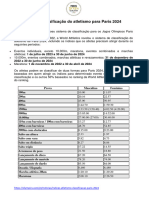 Os Índices de Classificação Do Atletismo para Paris 2024