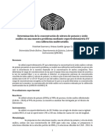 Determinación de La Concentración de Nitrato de Potasio y Ácido Oxálico en Una Muestra Problema Mediante Espectrofotometría UV Con Calibración Multivariable