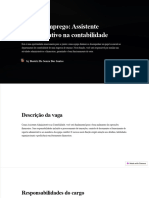 Vaga de Emprego: Assistente Administrativo Na Contabilidade: by Beatriz de Souza Dos Santos