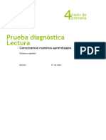 Prueba Diagnóstica Lectura, Comprensión de Textos Oralizados. 4 Grado de Primaria