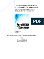 The Ironic Filipino Humor: Culture of Anti-Intellectualism On The Self-Esteem of Grade 12 Academic Achievers at Lyceum of Alabang, S.Y. 2022-2023