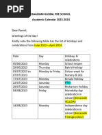 Academic Calendar 2023-2024