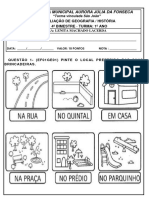 Avaliação 1 Ano Geografia e História 4º Bimestre 2023