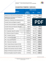 Tarifas de Nuestros Trámites Y Servicios: Trámite O Servicio Monto en Bs. Base Imponible IVA Total