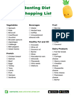 Banting Diet List Listonic