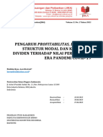 Pengaruh Profitabilitas, Leverage, Struktur Modal Dan Kebijakan Dividen Terhadap Nilai Perusahaan Era Pandemi Covid-19