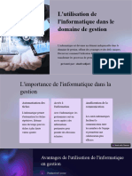 Lutilisation de Linformatique Dans Le Domaine de Gestion