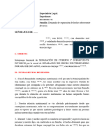 Demanda de Separación de Hecho Subsecuente Divorcio.