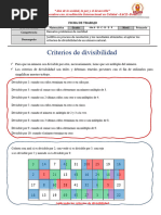 Ficha de Trabajo Criterios de Divisibilidad - Matematica 6to Grado - 2023