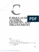 Formulas From Algebra Geometry and Trigonometry