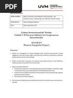 Cultura Internacional Del Trabajo Unidad 1. El Entorno Global y Las Competencias Interculturales Actividad 4 Proyecto Integrador Etapa 1