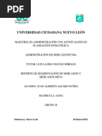 Reporte de Segmentación de Mercados y Mercados Meta Juan Alberto Alfaro Nuñez Grupo B