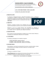 Bases para El Concurso Poesía Y Declamación: Municipalidad Distrital Y Villa de Yarabamba