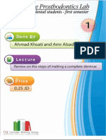 Prosthodontics 1st Lab (Modified), Steps of Making Complete Dentures