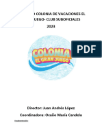 Proyecto Colonia de Vacaciones Club Sub Oficiales 2023