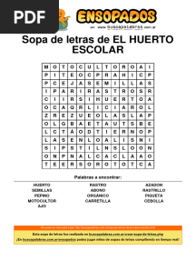 Sopa de Letras de El Huerto Escolar