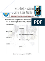 Virología: Practica 07 - Pruebas de Diagnostico de Virus: Inhibición de La Hemoaglutinacion y Neutralización