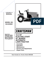 Owner'S Manual: 18.0 HP Electric Start 42" MOWER Automatic Lawn Tractor